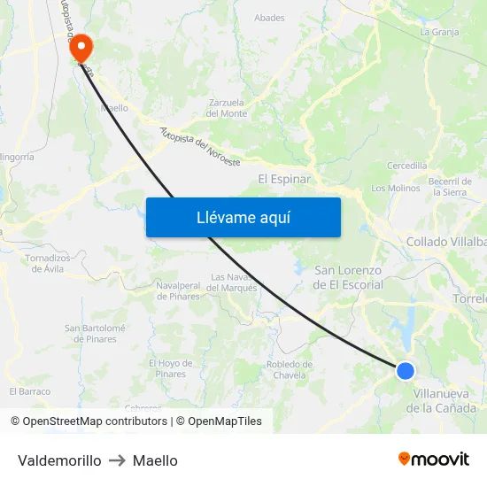 Valdemorillo to Maello map