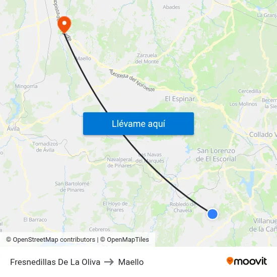 Fresnedillas De La Oliva to Maello map