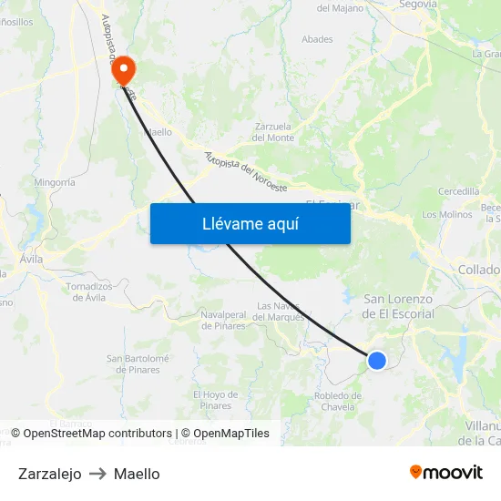 Zarzalejo to Maello map