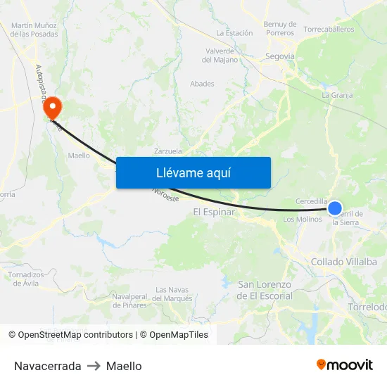 Navacerrada to Maello map