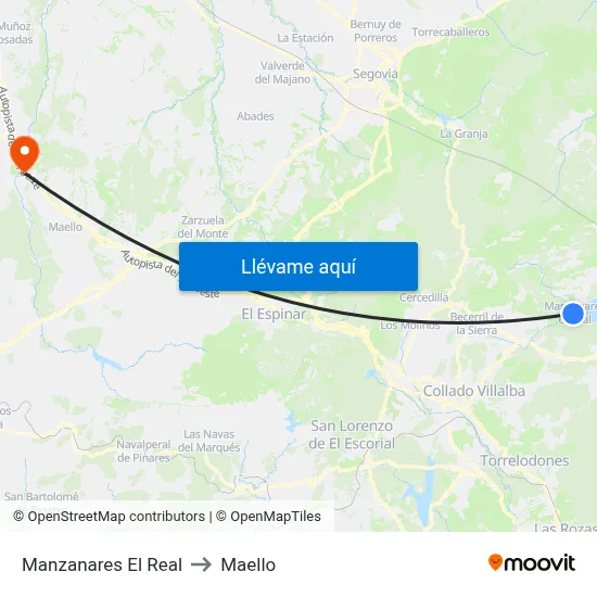 Manzanares El Real to Maello map