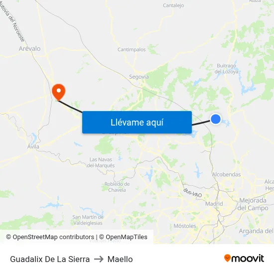Guadalix De La Sierra to Maello map