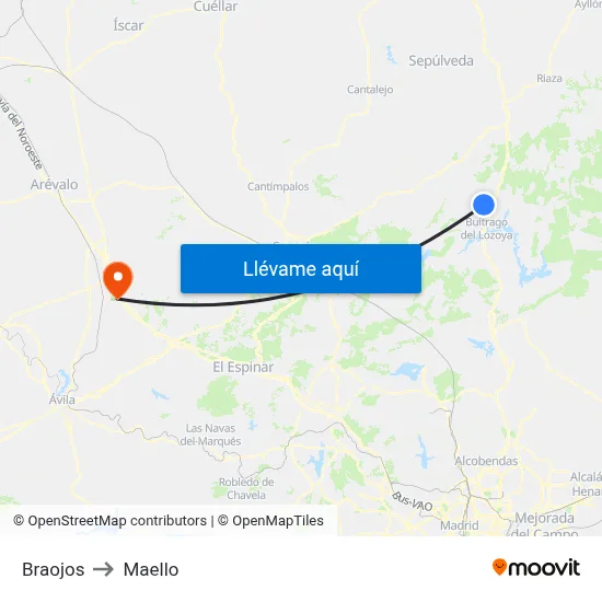 Braojos to Maello map