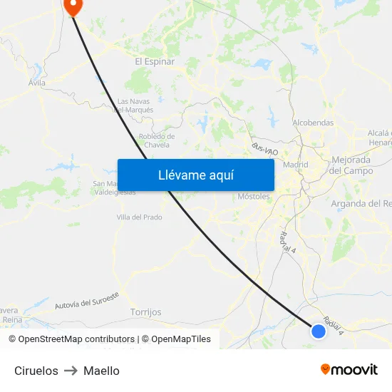 Ciruelos to Maello map
