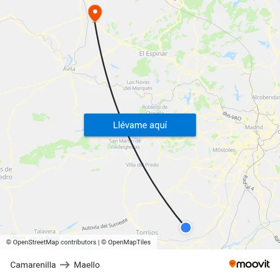 Camarenilla to Maello map