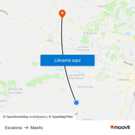 Escalona to Maello map
