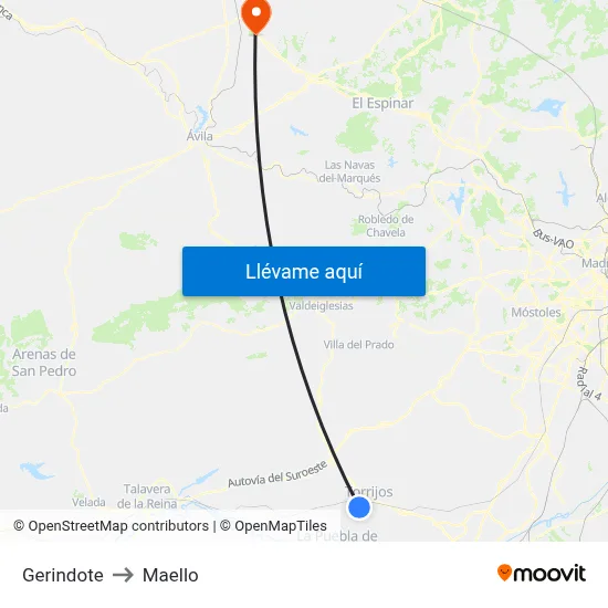 Gerindote to Maello map