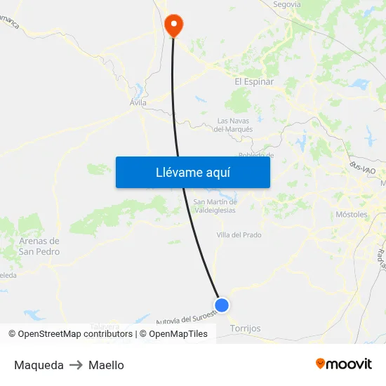 Maqueda to Maello map