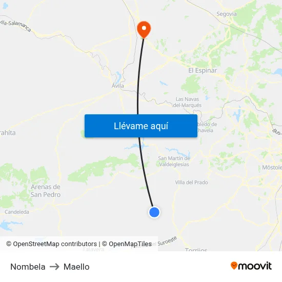 Nombela to Maello map