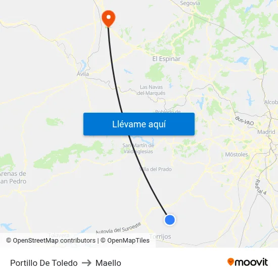 Portillo De Toledo to Maello map