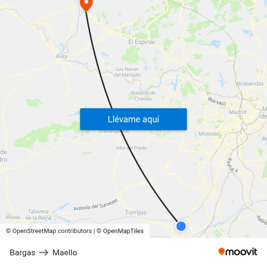 Bargas to Maello map