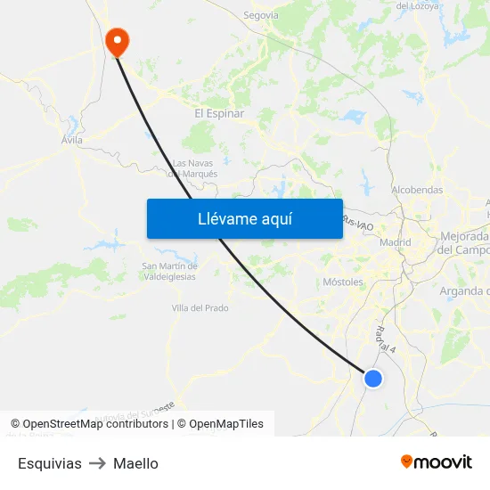 Esquivias to Maello map