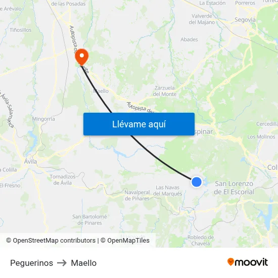 Peguerinos to Maello map