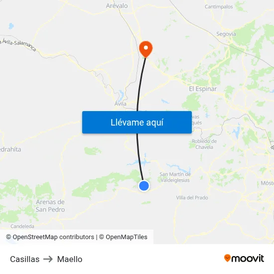 Casillas to Maello map