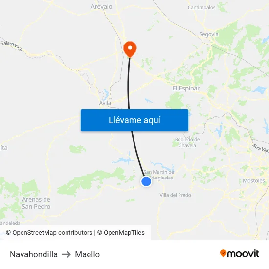 Navahondilla to Maello map