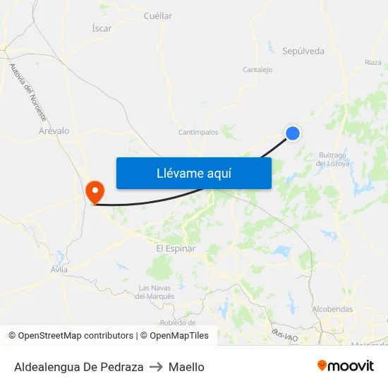 Aldealengua De Pedraza to Maello map