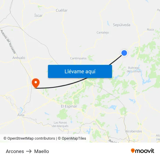 Arcones to Maello map