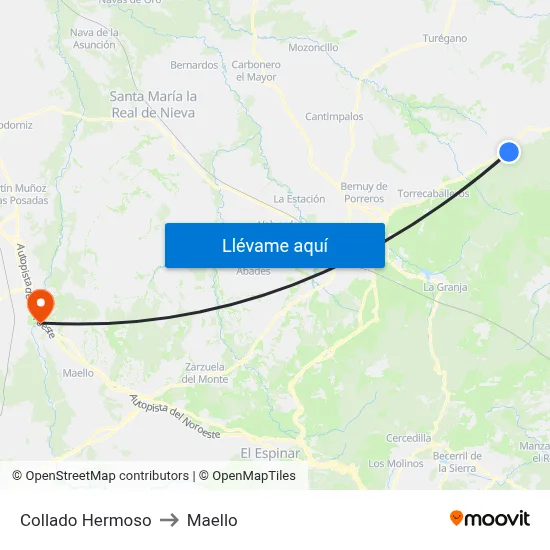 Collado Hermoso to Maello map
