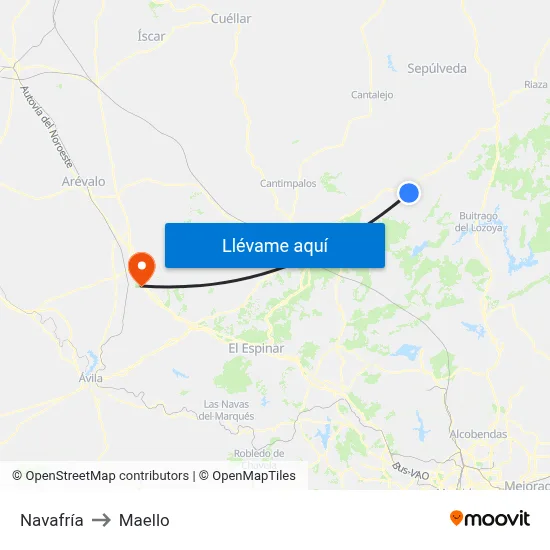 Navafría to Maello map