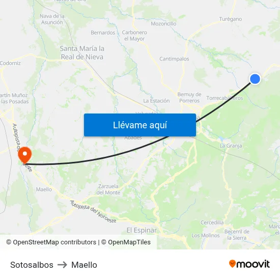 Sotosalbos to Maello map