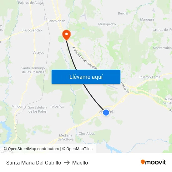 Santa María Del Cubillo to Maello map