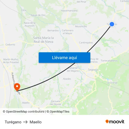 Turégano to Maello map