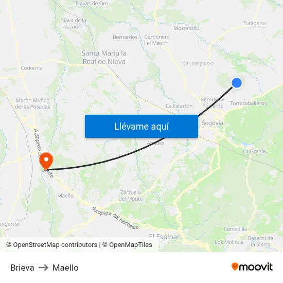 Brieva to Maello map