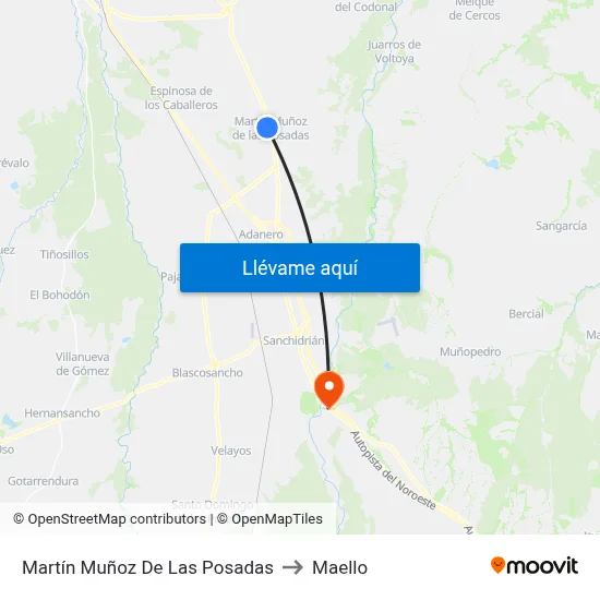 Martín Muñoz De Las Posadas to Maello map