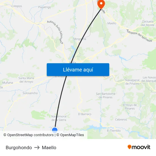 Burgohondo to Maello map