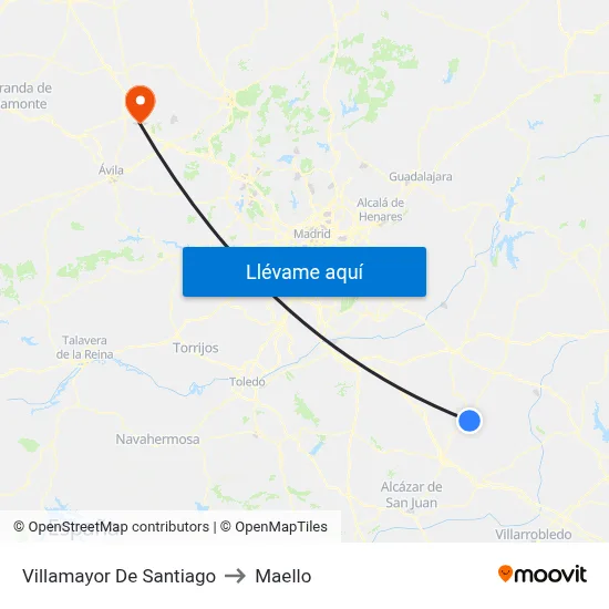Villamayor De Santiago to Maello map