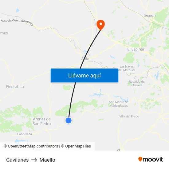 Gavilanes to Maello map