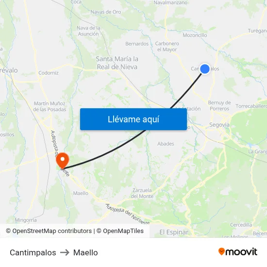 Cantimpalos to Maello map