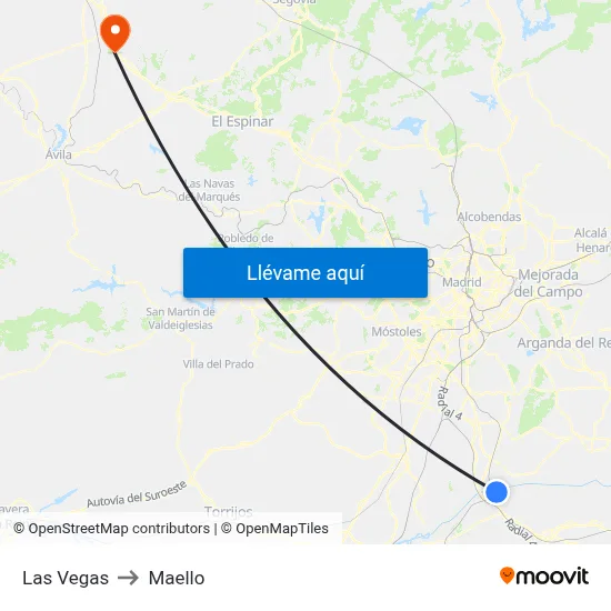 Las Vegas to Maello map
