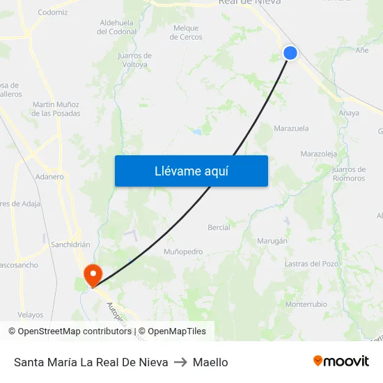Santa María La Real De Nieva to Maello map