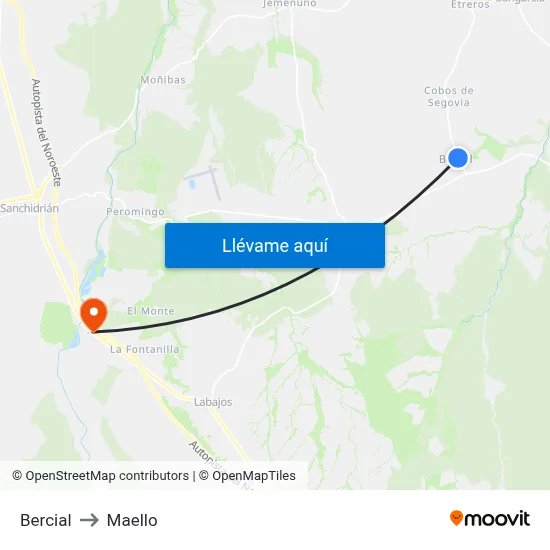 Bercial to Maello map