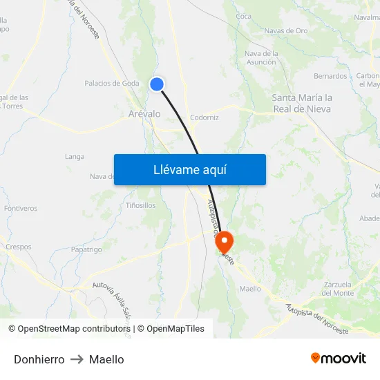Donhierro to Maello map