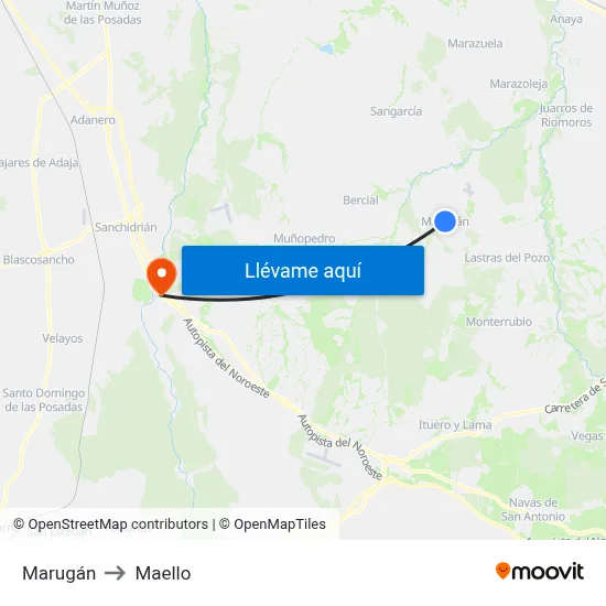 Marugán to Maello map