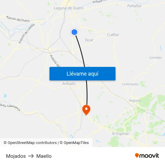 Mojados to Maello map