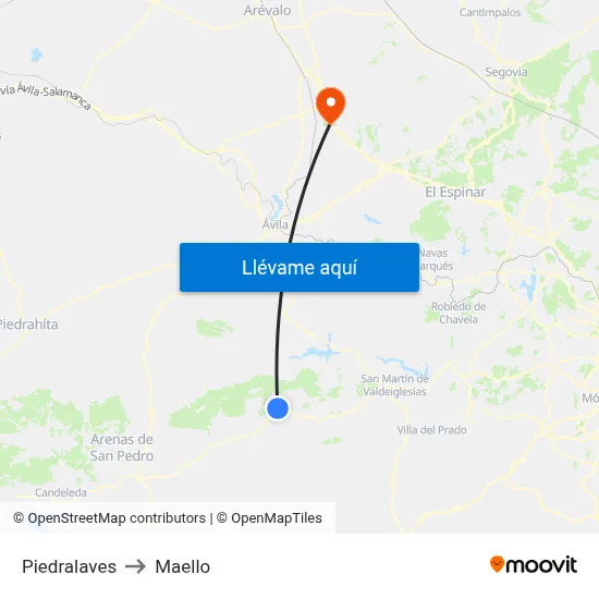 Piedralaves to Maello map