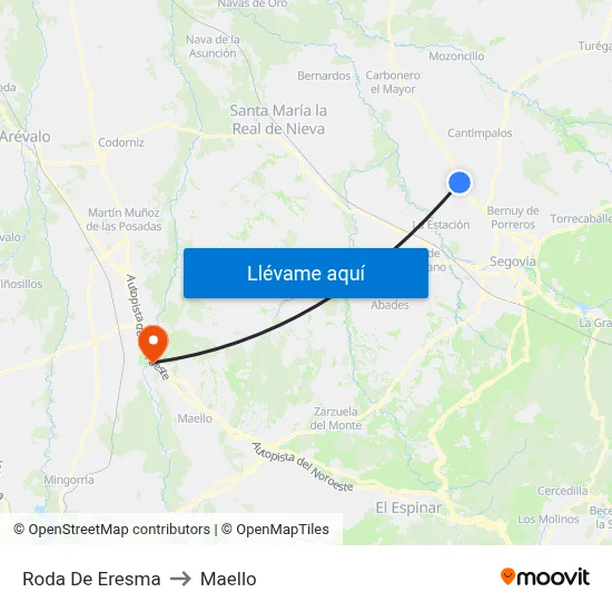 Roda De Eresma to Maello map