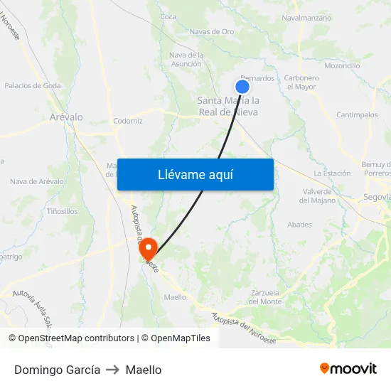 Domingo García to Maello map