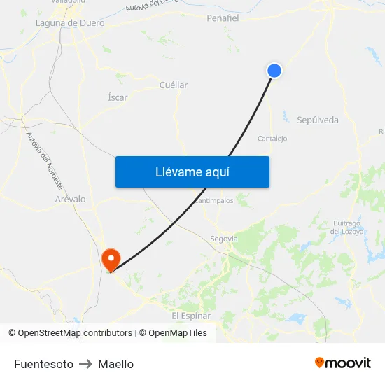 Fuentesoto to Maello map
