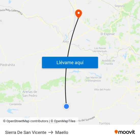 Sierra De San Vicente to Maello map