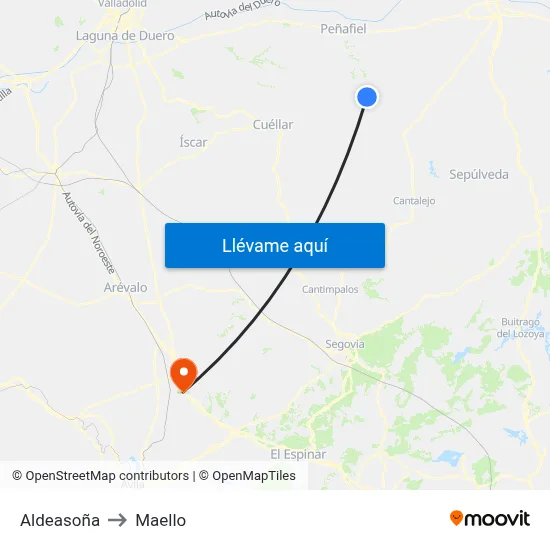 Aldeasoña to Maello map