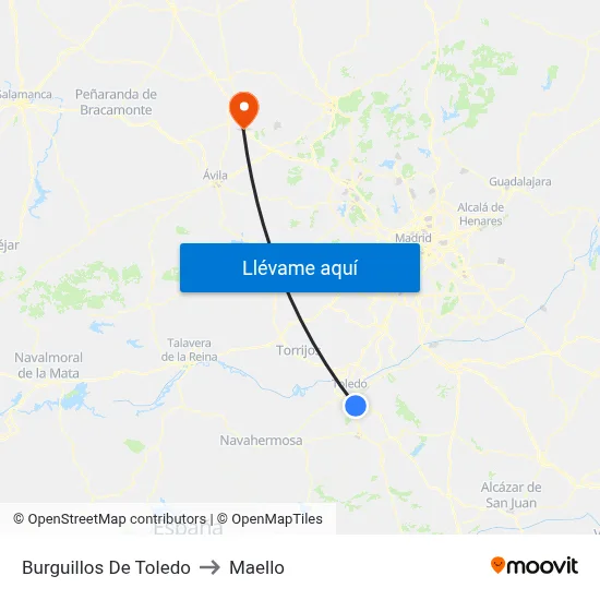 Burguillos De Toledo to Maello map