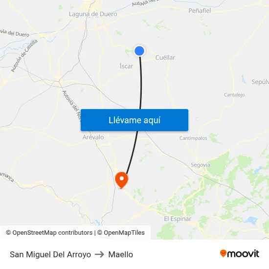 San Miguel Del Arroyo to Maello map