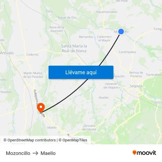 Mozoncillo to Maello map
