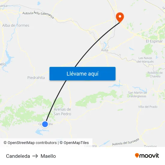 Candeleda to Maello map