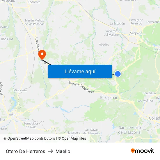 Otero De Herreros to Maello map