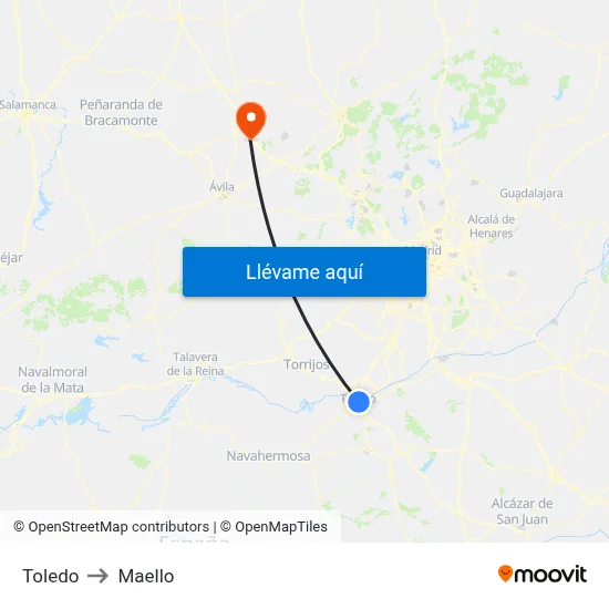Toledo to Maello map